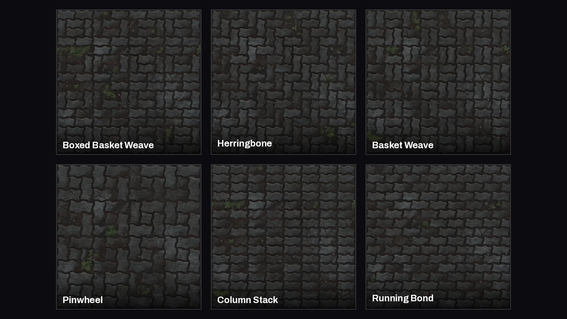 All six paving pattern variations, named